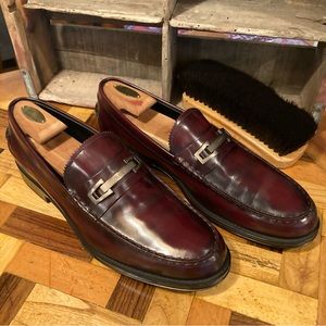 Tod's Bit Loafer Dress Shoes Burgundy Leather 11 US/44 EU Luxury Brand
